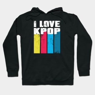 I love K-Pop with distressed color bars Hoodie